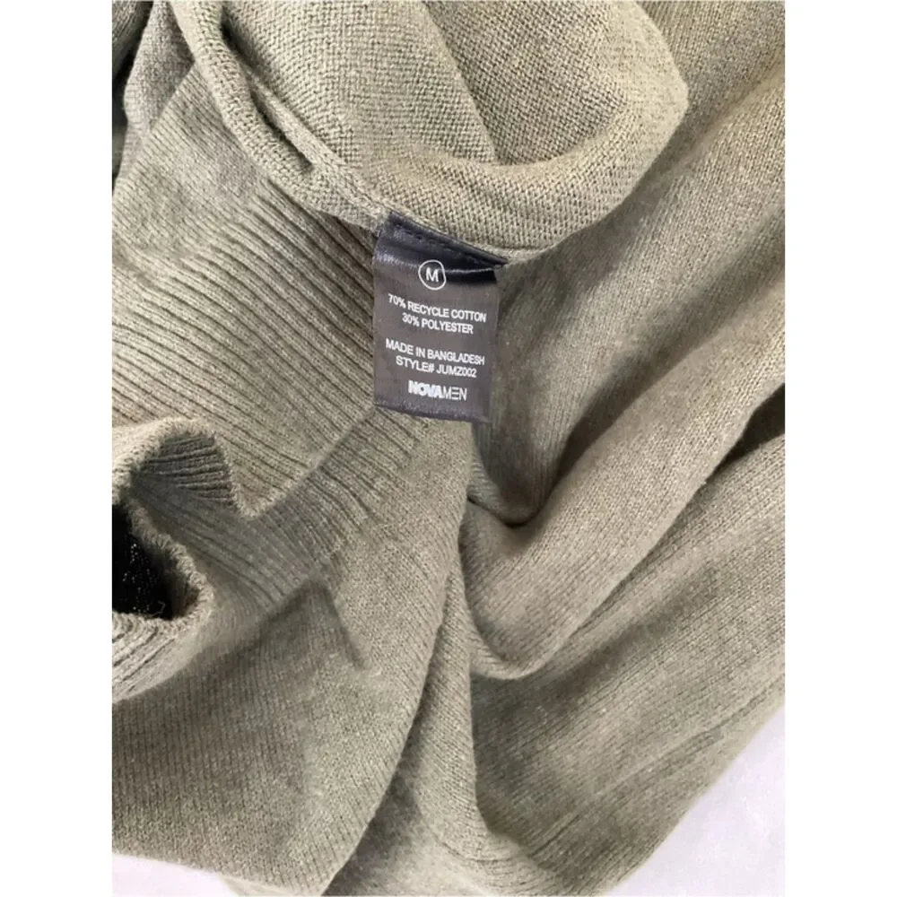 Fashion Nova NovaMen Mens Medium Olive Green Crewneck Pullover Sweater Knit M